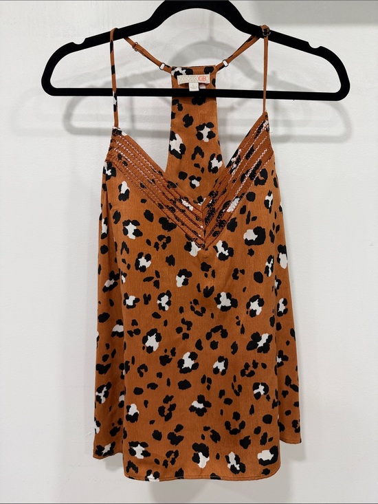 Gianni Bini Tops - Gianni Bini Leopard Print Cami Tank Top - Rust Brown, Black & White